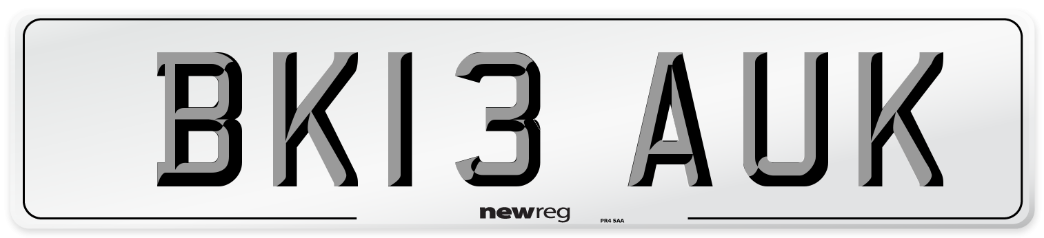 BK13 AUK Number Plate from New Reg